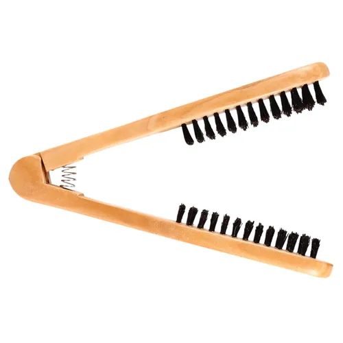 Miniatura 5 de Peine de peluquería antiestático de doble cara y cerdas de madera - Cepillo alisador con abrazadera para el cabello para peluquería profesional