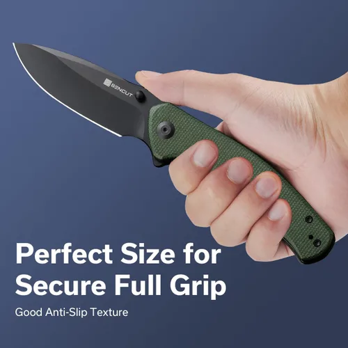 Miniatura 4 de SENCUT Cuchillo de bolsillo para EDC, cuchillo plegable Slashkin, espárrago y abridor de aleta, micarta de lona verde con hoja D2 de 3.48 pulgadas