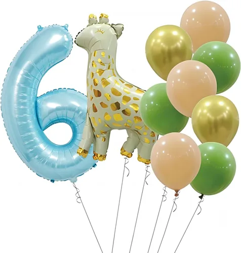 Miniatura 7 de Globos de números azul claro de 40 pulgadas, globos de aluminio de Mylar con helio para cumpleaños, globo número 6 para decoración de fiestas