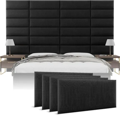 Miniatura 30 de Cabeceras tapizadas Vänt - Paneles de pared para montar en la pared tamaño Queen/Full - Champán neutro metálico - Juego de 4 paneles