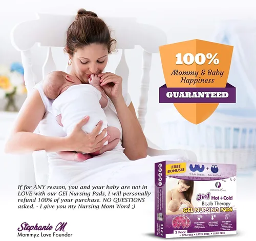 Miniatura 5 de Mommyz Love Almohadillas de lactancia de gel para lactancia materna – Almohadillas de gel para lactancia materna de terapia caliente y fría