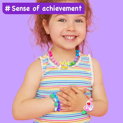 Miniatura 6 de EZCRA Kit de fabricación de pulseras para niños – Haz 14 Kit de joyería para niñas de 5 años de edad - cuentas para niños - juego de manualidades