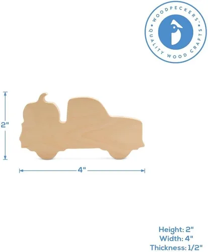 Miniatura 6 de Recorte de madera de camión de calabaza grueso para manualidades de 4 pulgadas, paquete de 5 recortes de madera de Halloween para decoración
