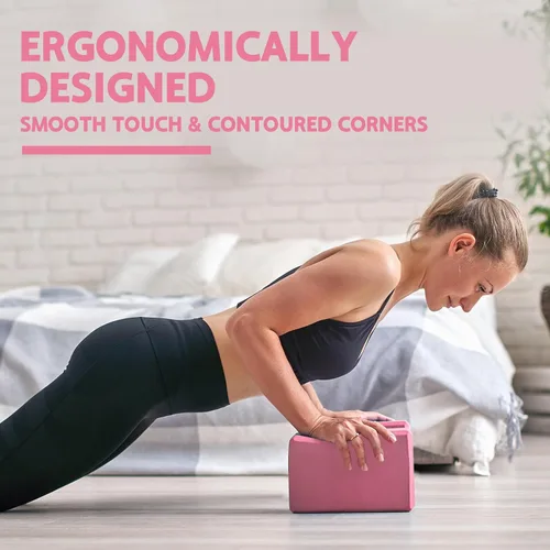 Miniatura 5 de Bloque de yoga – Espuma EVA de soporte sin látex – Superficie suave antideslizante con bordes biselados para yoga, pilates, meditación – Accesorios