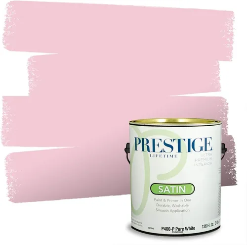 Miniatura 122 de Prestige Paints E100-T-SW6591 Pintura exterior e imprimación en uno, 1 galón, plano, combinación comparable de Sherwin Williams Amaryllis, 1 galón