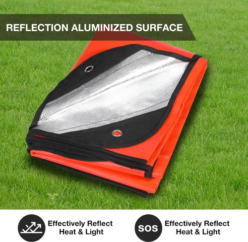 Miniatura 6 de RedSwing Paquete de 4 Mantas de Emergencia, Manta Térmica de Supervivencia Impermeable, Manta Reflectante Multiusos Aislada para Todo Clima