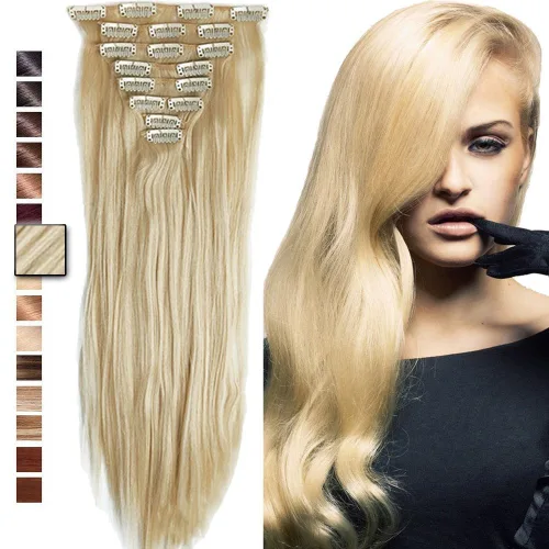 Miniatura 21 de S-noilite Extensiones de cabello sintético largo y lacio con clip de 23 a 26 pulgadas, 8 unidades, 18 clips, para mujeres, entrega de 2 a 5 días