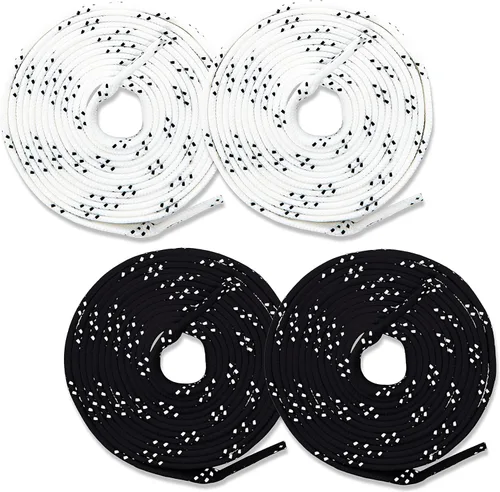 Franklin Sports Juego de 2 pares de cordones para patinaje de hockey sobre hielo, sin encerar, blancos y negros, sin encerar, puntas moldeadas
