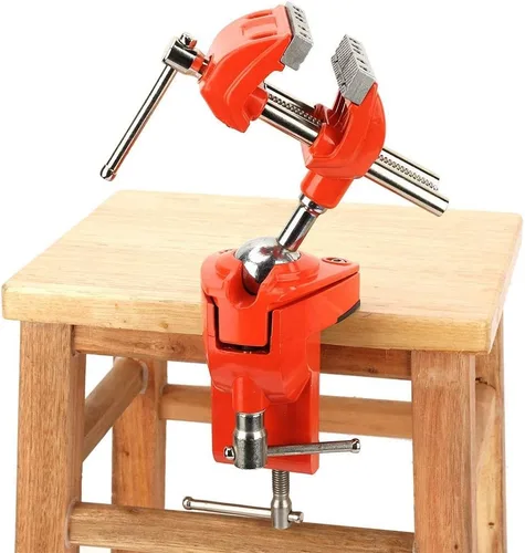 Miniatura 7 de Oumefar Mini prensa de abrazadera de mesa de aluminio, 2.8 pulgadas de ancho de mandíbula, giratorio de 360 grados, tornillo de banco universal