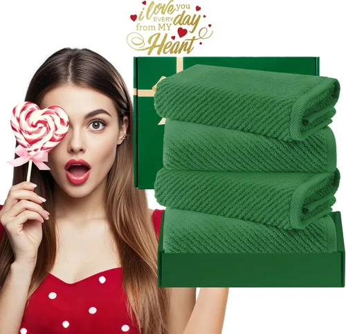 Miniatura 107 de VOOVA & MOVAS Toallas de mano blancas - 100% algodón Ligeras Gruesas Secado rápido Suaves Absorbentes, paquete de 4 piezas grandes de 18