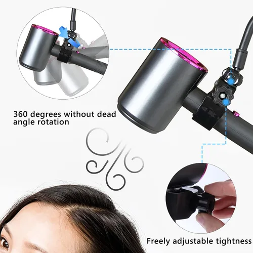 Miniatura 3 de LUEXBOX Soporte ajustable para secador de pelo, soporte para secadora de pelo con rotación de 360 grados con brazo posicionable y ventosa, soporte