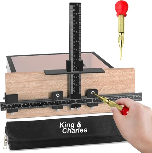 Miniatura 7 de King&Charles Plantilla de Herrajes para Gabinete, Plantilla de Mango de Gabinete de Metal con Punzón Central Automático, Juego Perfecto - Evita