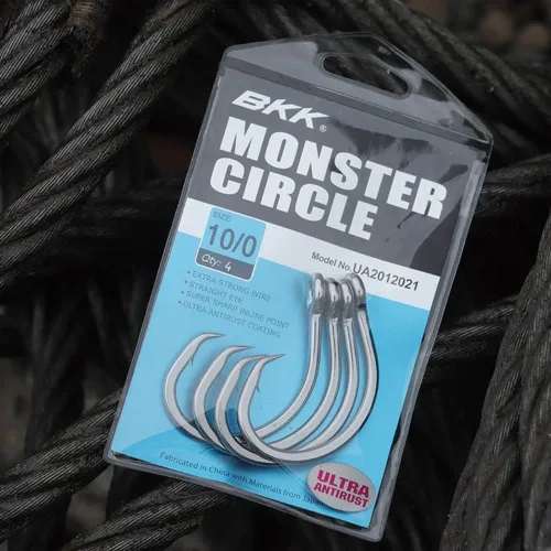 Miniatura 6 de BKK Gancho Monster Circle 4X Revestimiento ultraantioxidante de agua salada Punta de gancho de aguja Mango forjado Cebo de arrastre y vivo
