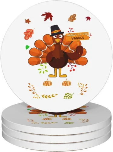 Miniatura 11 de Juego de 4 posavasos rojos de Navidad para mesa de café, tazas, bar, cerveza, escritorio, posavasos redondos de cerámica absorbente para mesa