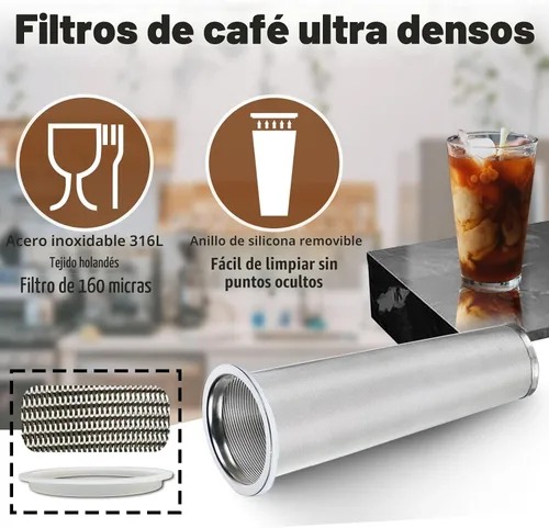 Miniatura 3 de Cafetera de Preparación en Frío Mason - Jarra de Café Helado de 64oz con Cuchara Mezcladora de Acero Inoxidable y Filtro Súper Denso, 3 Pasos