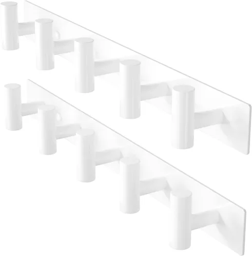 Miniatura 7 de GWAAZXGZ Perchero negro montado en la pared, 5 clavijas en forma de T para sombreros, bolsas y toallas, riel de metal resistente para entrada, baño