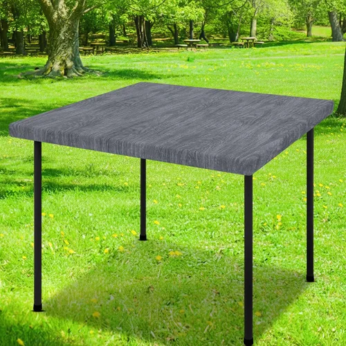 Miniatura 51 de Smiry Mantel cuadrado para mesa de pícnic, impermeable, elástico, ajustable, para campamento, protector de vinilo con parte trasera de franela Beige