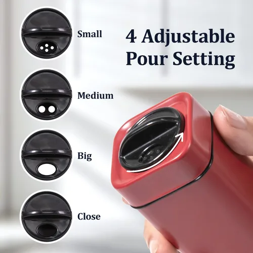 Miniatura 2 de Saleros y pimienteros rojos de Aelga, juego de salero de vidrio con agujeros ajustables para servir, ideal para pimienta negra, kosher y del Himalaya