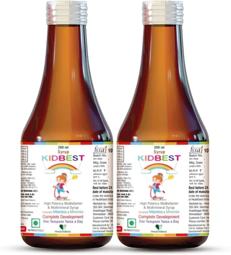 Miniatura 15 de Jarabe Multivitamínico Kidbest para Niños de 3-13 Años – Fórmula Líquida con 20 Nutrientes para el Apetito, Inmunidad y Crecimiento – Vitaminas