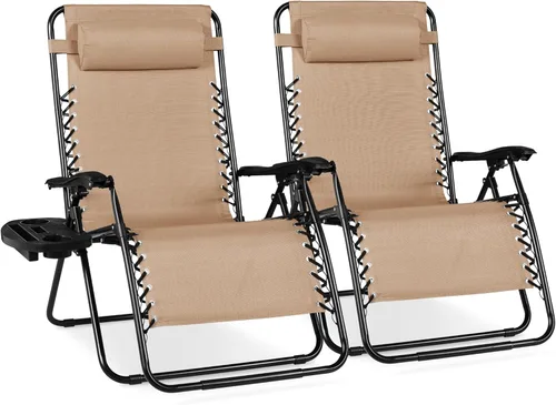 Miniatura 64 de Best Choice Products - Juego de 2 sillas reclinables y ajustables de malla y acero, sillas con sensación gravedad cero con cojines y bandejas