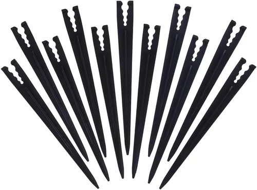 Miniatura 7 de 200 estacas de plástico para riego por goteo para manguera de tubo de 1/4 de pulgada, soporte de manguera de riego de 4/7 o 3/5 y emisores/kits