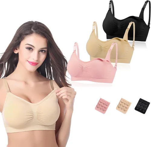 Miniatura 2 de 3 Pack Full Cup Maternity Bras, Seamless Nursing Bras for Breastfeeding with Extra Bra Extenders Nursing Bralette