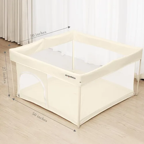Miniatura 6 de Corralito plegable para bebés de 50 x 50 pulgadas, listo para usar fuera de la caja, para bebés y niños pequeños, patio de juegos portátil con malla