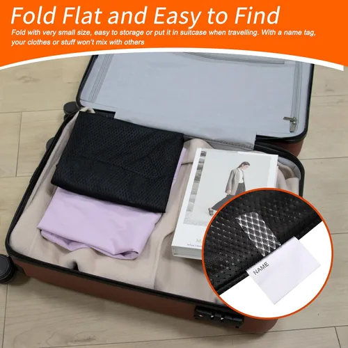 Miniatura 5 de Polecasa Bolsas de lavandería grandes de malla de diamante extra resistentes con cierre de cordón y etiqueta de identificación, paquete de 2 bolsas