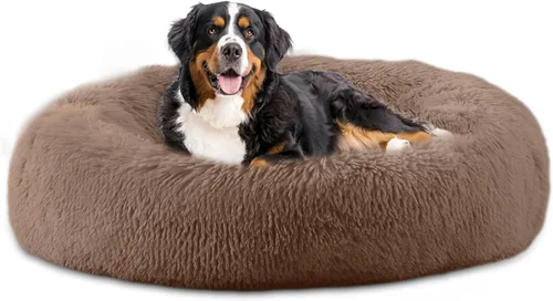 Miniatura 15 de Bunlitent Cama para perro de 23 pulgadas, cama calmante antiansiedad para perros pequeños, cama de dona, cálida, acogedora, suave, linda, redonda