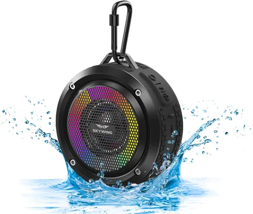 Soundace S6 IPX7 Altavoz portátil impermeable con ventosa, gancho, luces, relleno de calcetines, mini altavoz inalámbrico para exteriores, regalo