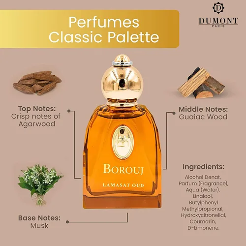Miniatura 3 de Dumont BOROUJ LAMASAT OUD - Tamaño de viaje de 2.9 fl oz - Perfume unisex de inspiración árabe para hombres y mujeres - Fragancia almizclada