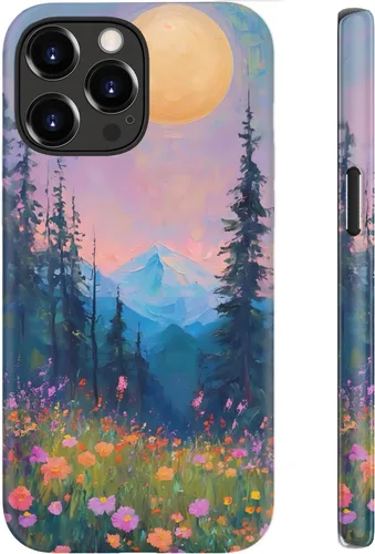 Miniatura 21 de Funda para iPhone 12 Mini, compatible con carga inalámbrica, protección de doble capa con elegante diseño de flores silvestres, silicona suave +