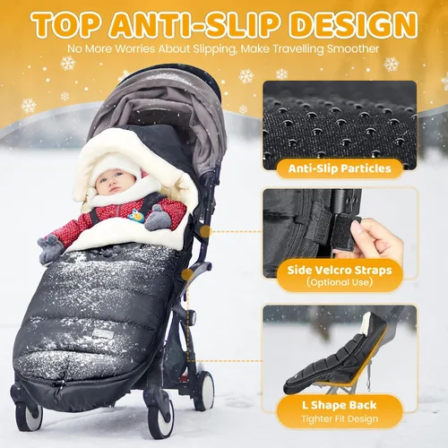 Miniatura 2 de IvyWind Saco para Pies de Cochecito, Saco de Invierno para Cochecito de Bebé con Cremallera Extraíble, Saco de Dormir Universal Cálido para Clima