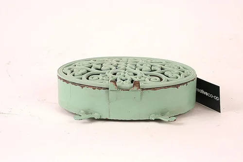 Miniatura 5 de Creative Co-Op Reloj de repisa de peltre envejecido verde