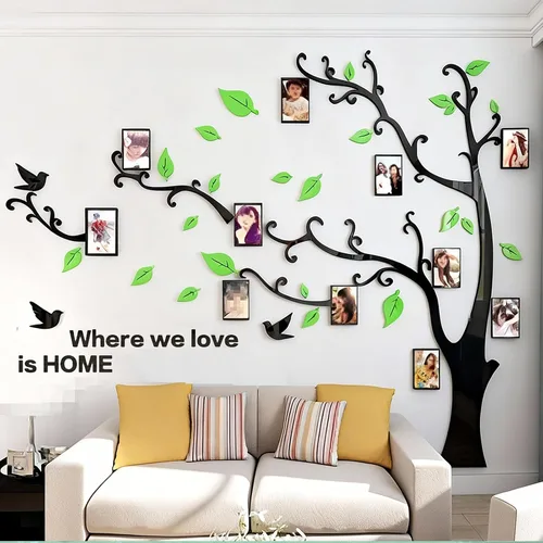 Miniatura 14 de Calcomanías de pared de árbol 3D - DIY, calcomanías de marcos de fotos y árbol de pared, marcos para fotos familiares, murales con calcomanías