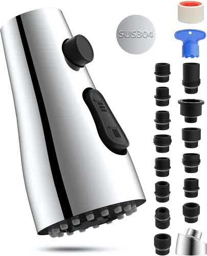 Miniatura 14 de Hibbent Reemplazo del cabezal del grifo de cocina, boquilla de pulverización de 3 funciones del cabezal del grifo de cocina con 9 adaptadores
