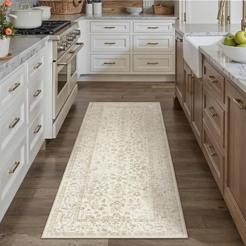 Miniatura 33 de PureCozy Alfombra de área beige de 2 x 3 pulgadas, lavable, vintage, pequeña, para entrada, cocina, suave, retro, floral, de pelo bajo, tapete