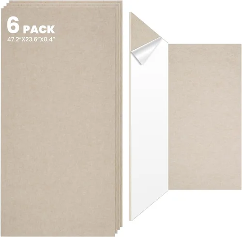 Miniatura 9 de Paquete de 6 paneles acústicos, 47.2 x 23.6 x 0.4 pulgadas, paneles de pared autoadhesivos insonorizados para oficina, estudio en casa, sala de Negro