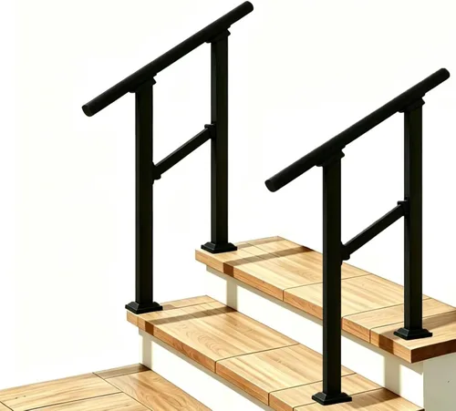 Miniatura 6 de Pasamanos para escalones al aire libre adecuados para 1 a 3 escalones, barandilla de escalera de hierro forjado, paso estable con pasamanos de 3