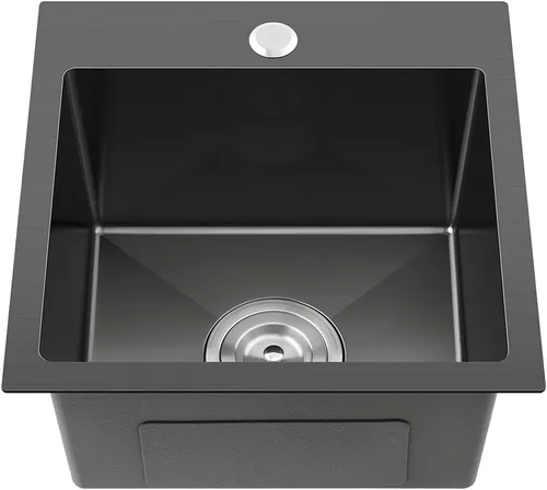 Miniatura 18 de Fregadero empotrable de cocina de 20 pulgadas, TSIBOMU Fregadero de cocina pequeño de acero inoxidable de un solo compartimento níquel cepillado
