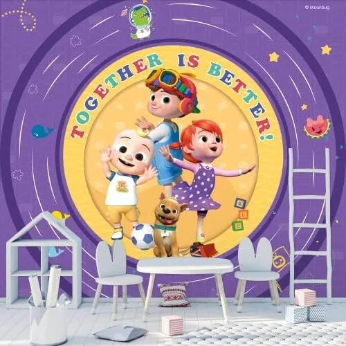 Miniatura 2 de JJ and His Brothers CoComelon - Papel tapiz para despegar y pegar, decoración de pared para niños CoComelon, decoraciones de Cocomelon para niños