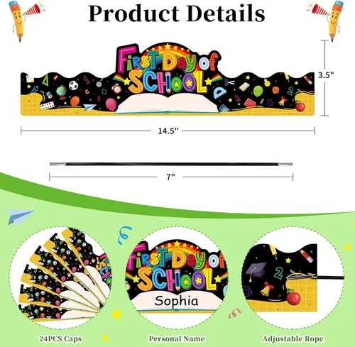 Miniatura 7 de SICOHOME Coronas de papel de 100º día de escuela, 24 coronas de papel de 14.5 x 4 pulgadas para niños, decoraciones para el día 100 de la escuela