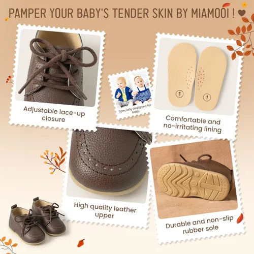 Miniatura 5 de Miamooi Mocasines clásicos de piel sintética para bebés y niñas, zapatos de vestir de boda para niños pequeños Brogue formal plano perezoso Oxford