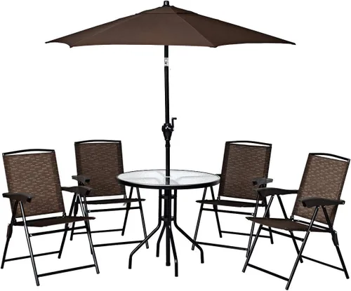 Miniatura 7 de Giantex Juego de 4 sillas de comedor para patio, sillas plegables para exteriores, sillas ajustables con apoyabrazos, sillas de patio portátiles