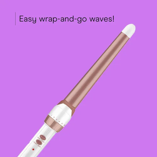 Miniatura 3 de Conair Varita rizadora cónica de cerámica doble, se estrecha de 1¼ pulgadas a ¾ pulgadas para producir ondas playeras, 30 ajustes de calor