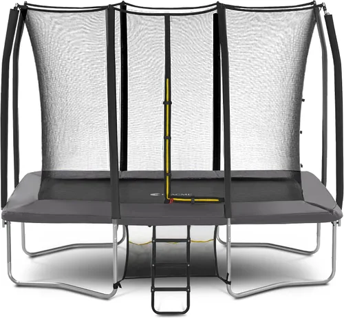 Exacme Trampolín rectangular de 7 x 10, 8 x 12, 9 x 14 pies, para niños, dobles aberturas de cerramiento, trampolín rectangular pequeño para Gris