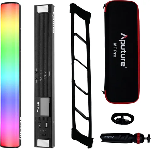 Aputure MT Pro, RGBWW Mini tubo de luz, 36 píxeles mapeables, 7.5W 2000K to10000K,9 sistema de batería incorporado FX con rejilla y trípode
