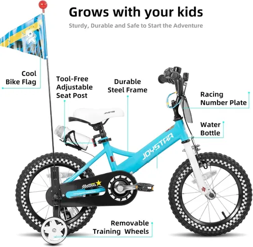 Miniatura 2 de Joystar - Little Daisy - Bicicleta infantil, unisex, para niños de 2 a 7 años, de 12, 14 y 16 pulgadas, con asiento para muñeca, serpentinas