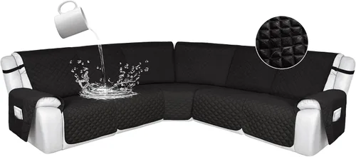 Miniatura 73 de HDCAXKJ Fundas de sofá seccional reclinable 100% impermeable, forma de L, funda de sofá reclinable lavable acolchada suave para mascotas, perro
