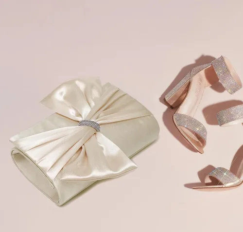 Miniatura 2 de Dasein Bolso de noche elegante con solapa de lazo de satén para mujer, bolso de embrague con diamantes de imitación, formal/boda/baile/fiesta